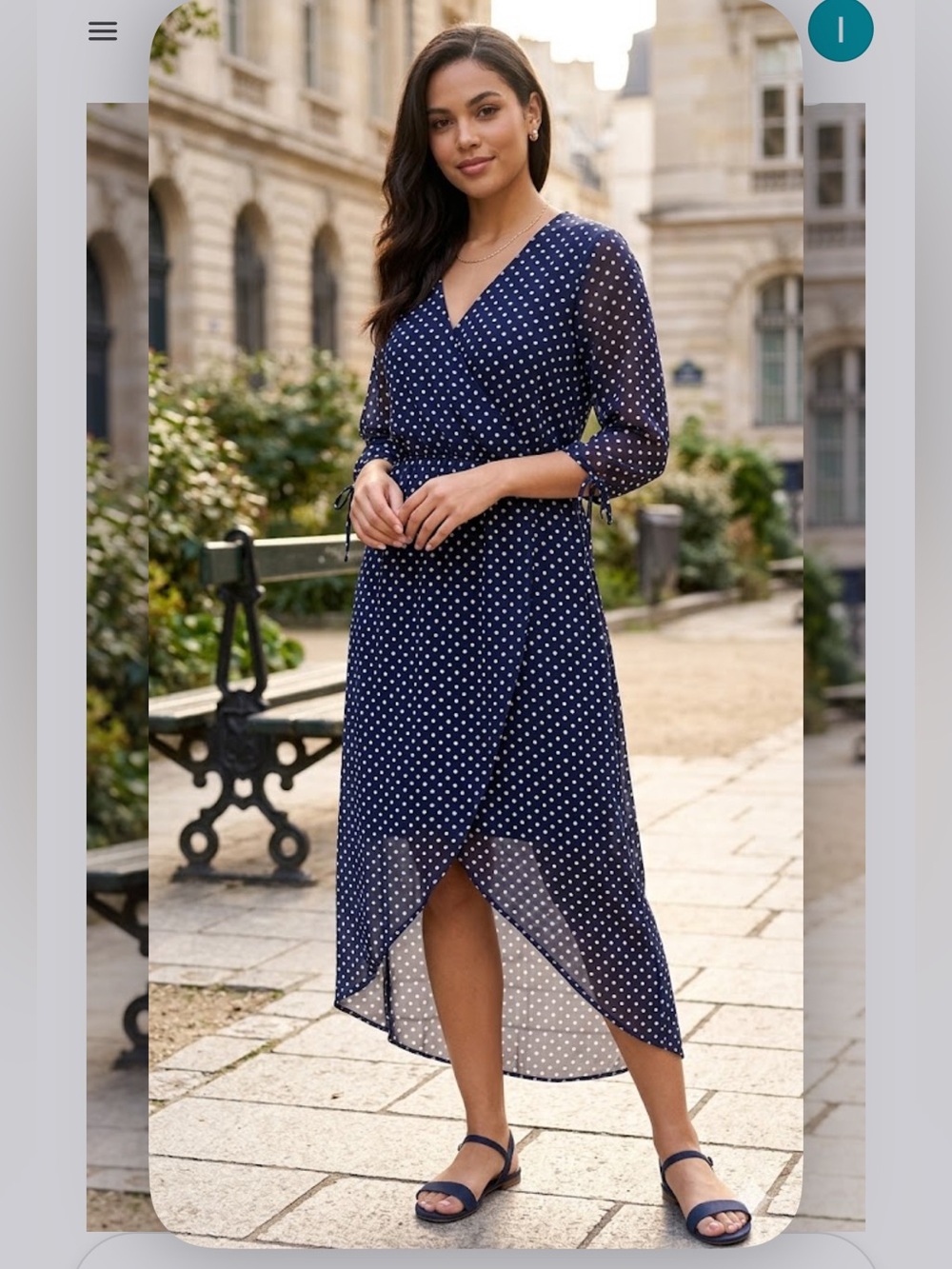 Allison Brittney Navy Polka Dot High-Low Wrap Dress